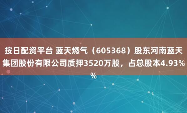 按日配资平台 蓝天燃气（605368）股东河南蓝天集团股份有限公司质押3520万股，占总股本4.93%