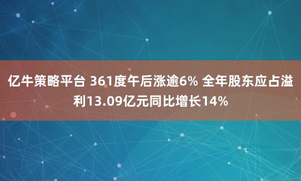 亿牛策略平台 361度午后涨逾6% 全年股东应占溢利13.09亿元同比增长14%